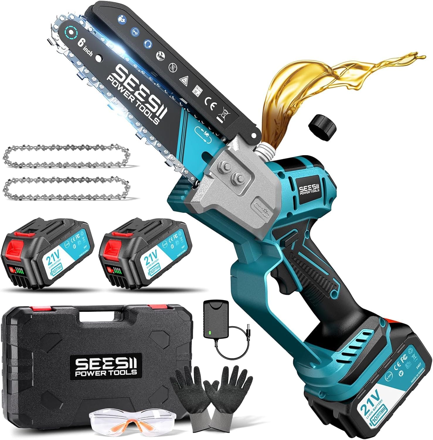 Seesii Mini Motosierra Bateria 6